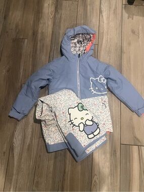 686 Kids Blue and White Hello Kitty Hooded Ski Outfit